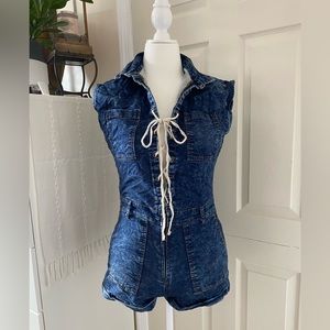 Ellie & Kate Acid Wash Jean Romper Jumper
